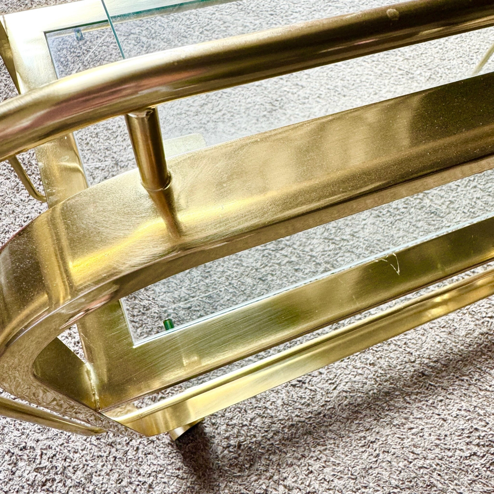 Hollywood Regency Gold 3 Tier Bar Cart on Casters