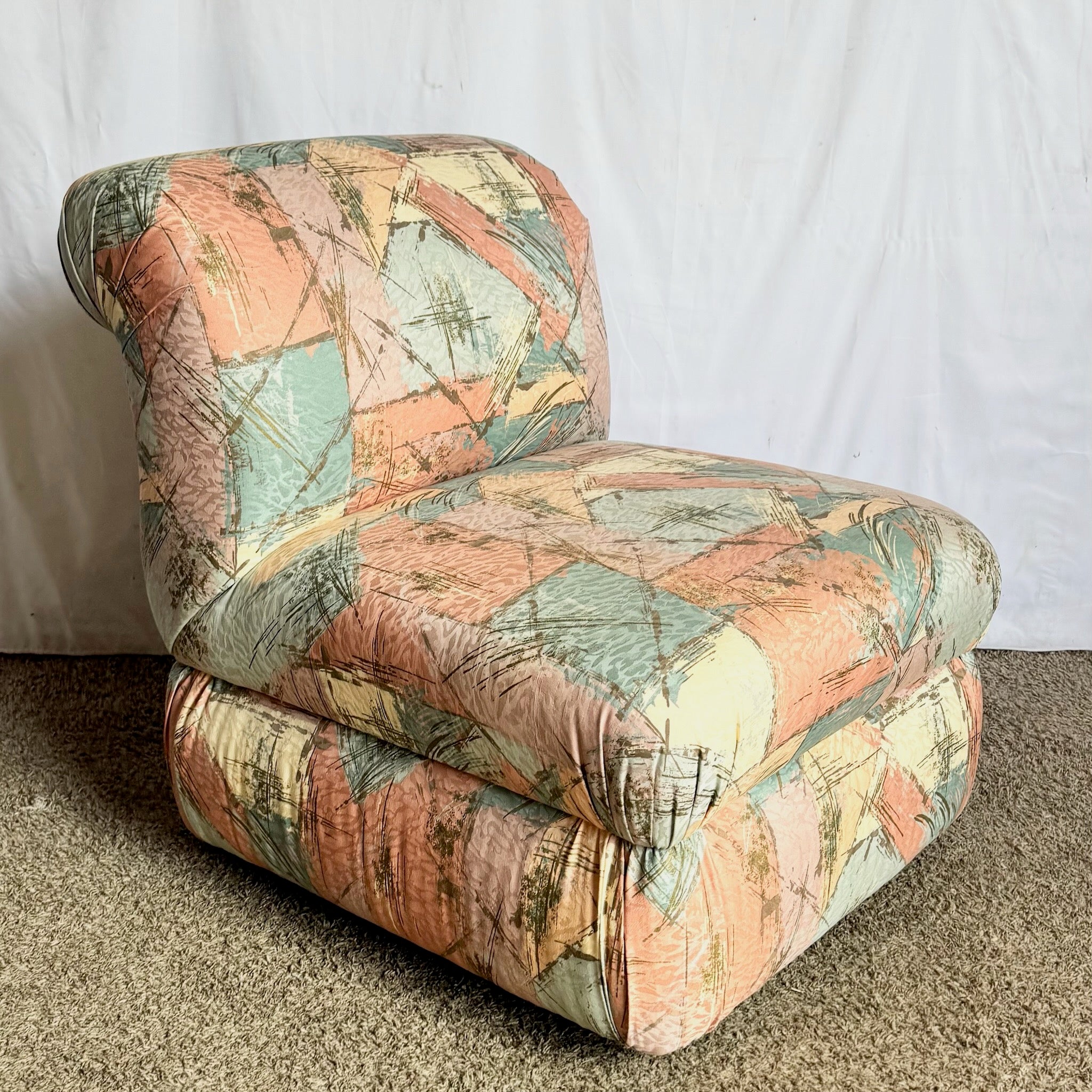 Postmodern Sculpted Upholstered Flared Lounge Chair