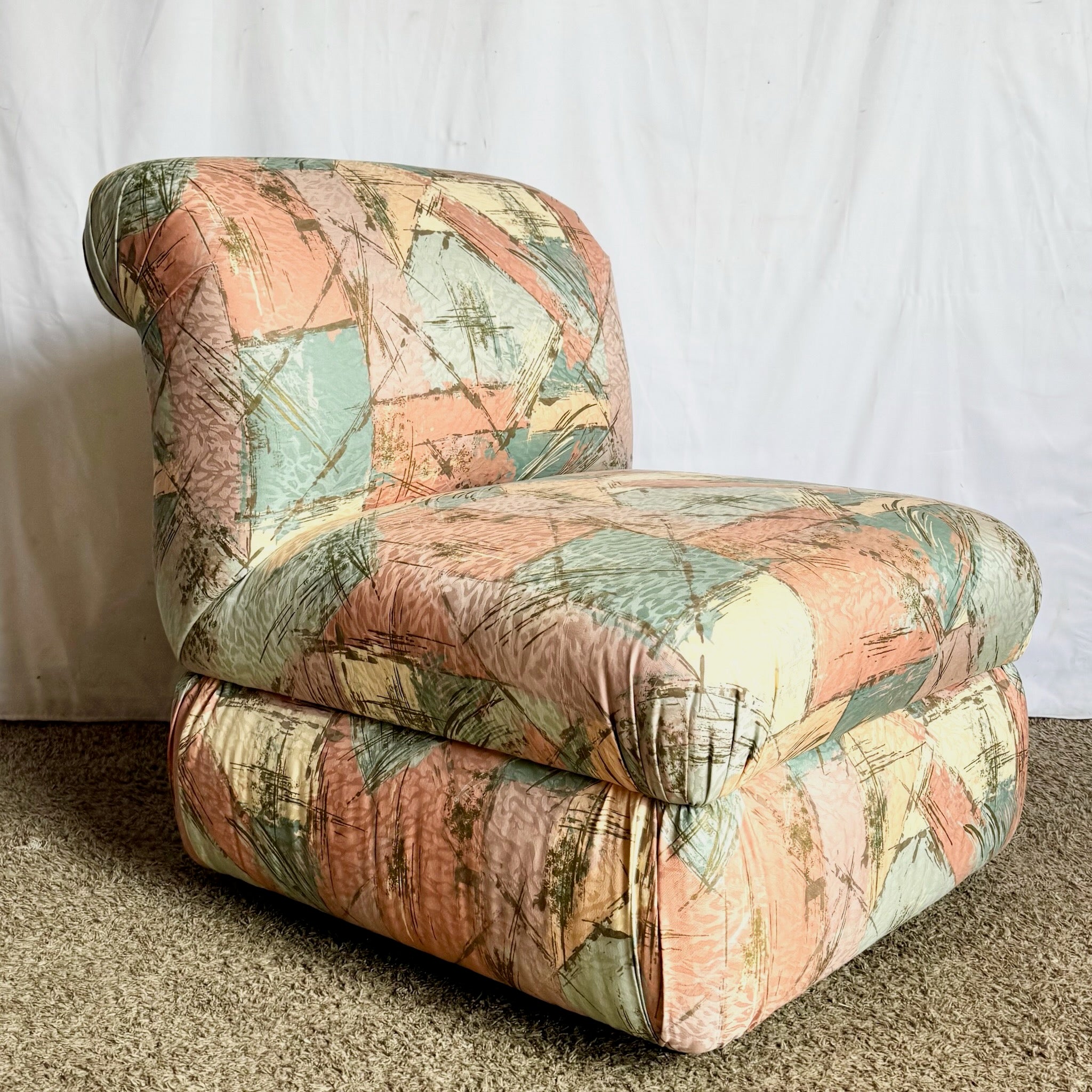 Postmodern Sculpted Upholstered Flared Lounge Chair