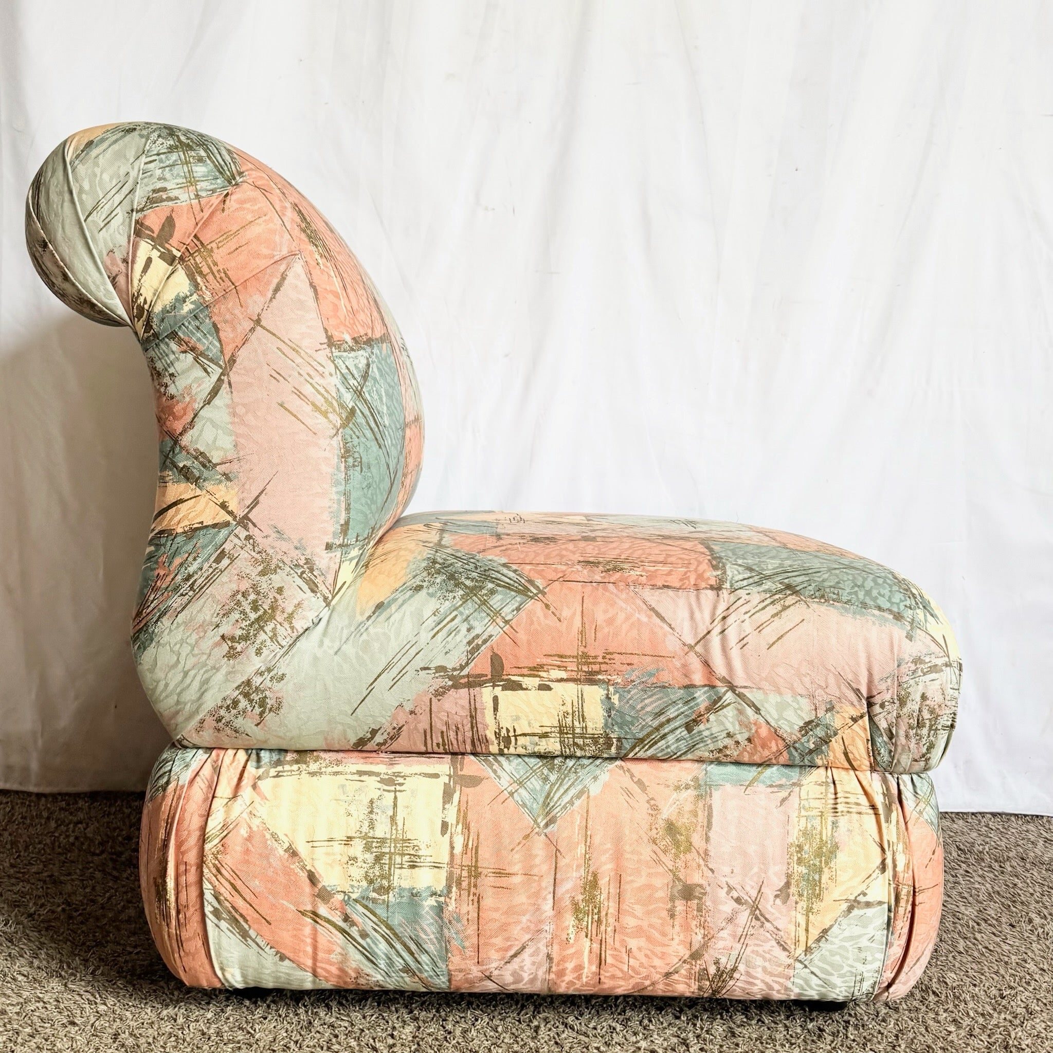 Postmodern Sculpted Upholstered Flared Lounge Chair