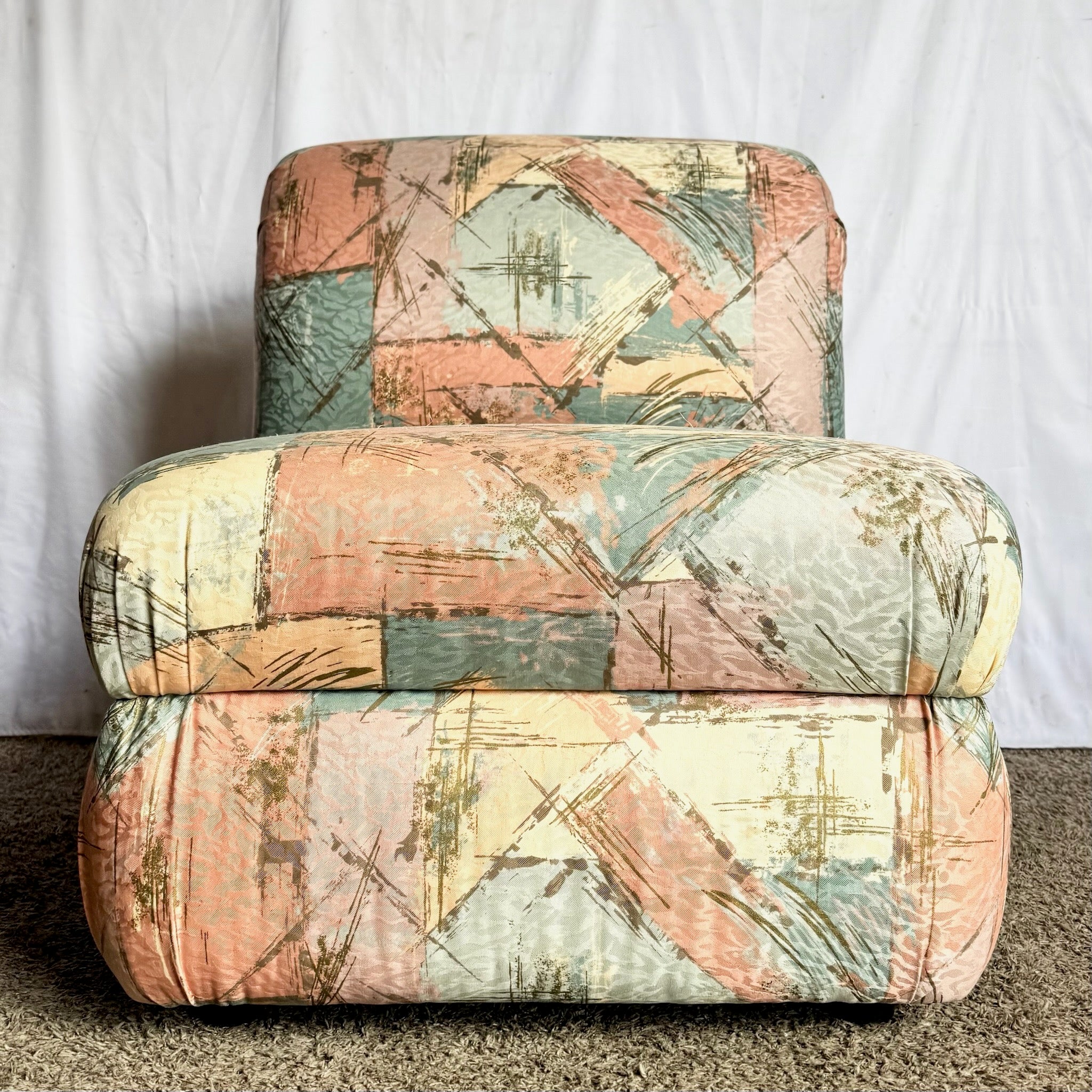 Postmodern Sculpted Upholstered Flared Lounge Chair