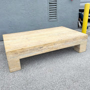 Vintage Rectangular "Monolithic" Travertine Coffee Table Dolphin & Flamingo