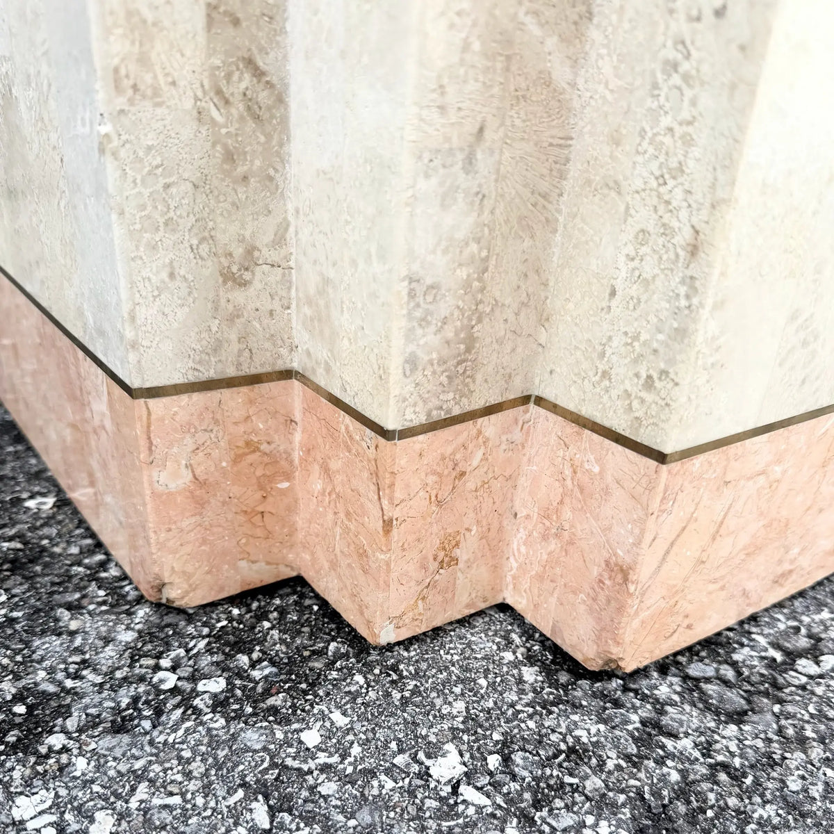Postmodern Tessellated Stone Table Base and Pedestal Dolphin & Flamingo