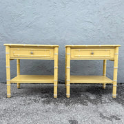 Pair of Faux Bamboo Nightstands Attributed to Thomasville Dolphin & Flamingo
