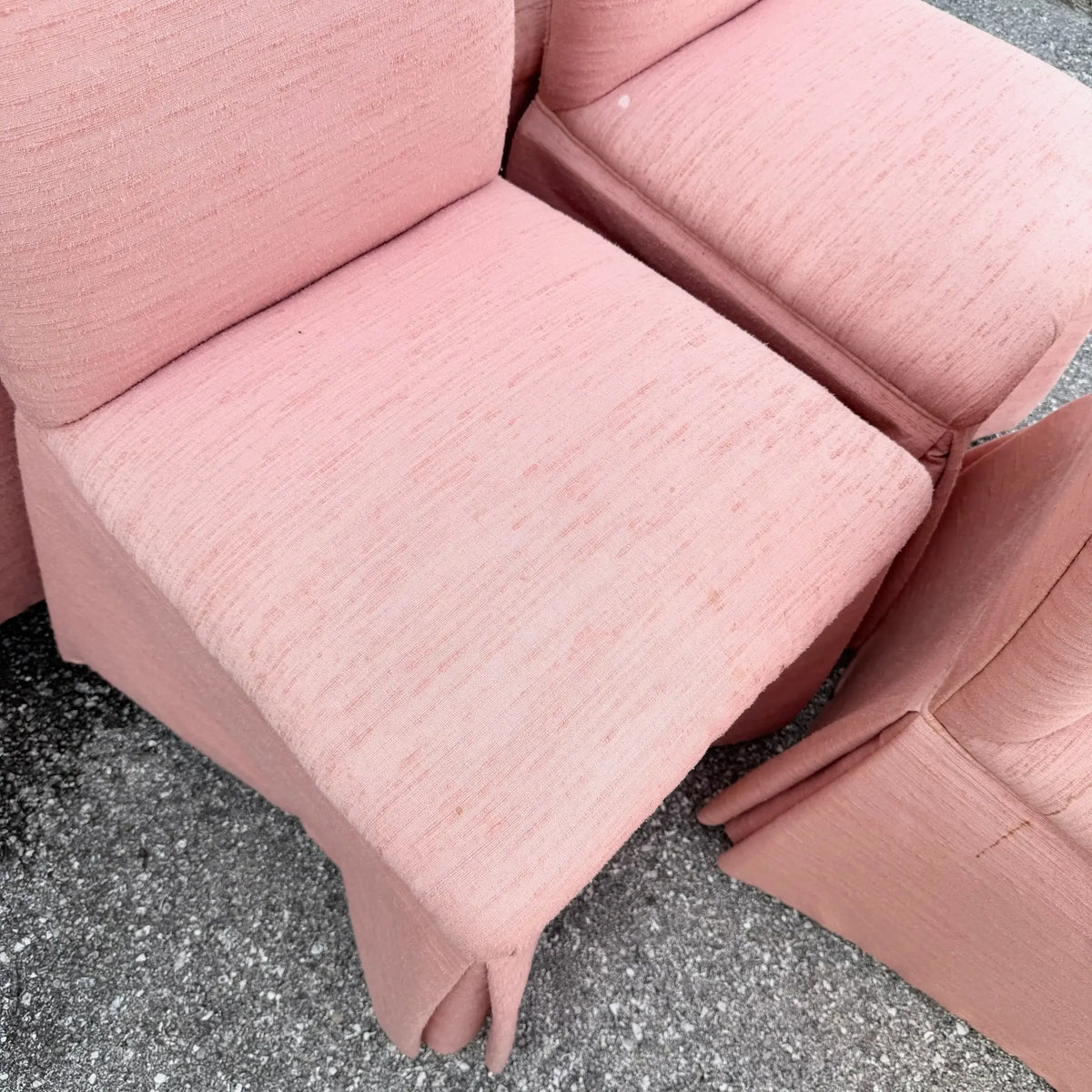 Set of 6 Postmodern Pink Parsons Dining Chairs Dolphin & Flamingo