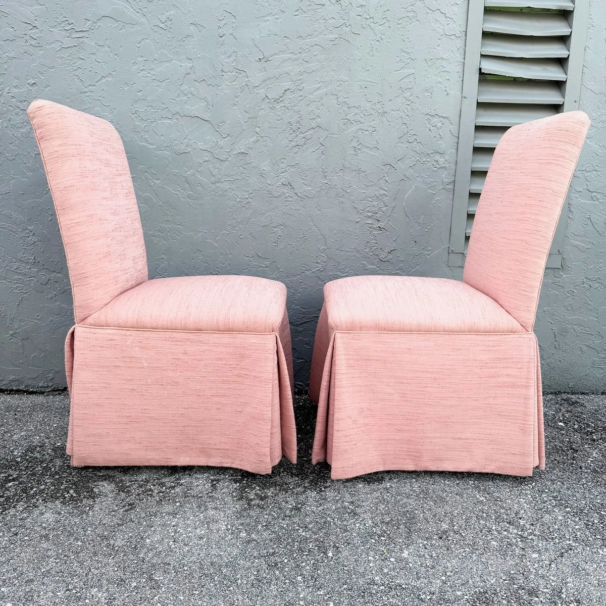 Set of 6 Postmodern Pink Parsons Dining Chairs Dolphin & Flamingo