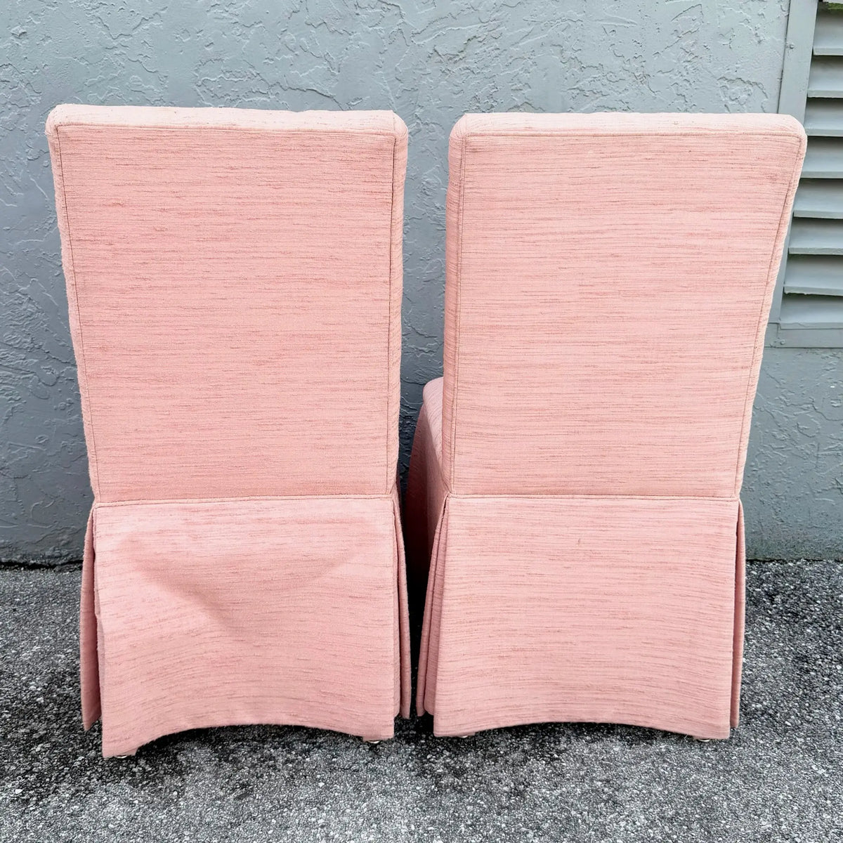 Set of 6 Postmodern Pink Parsons Dining Chairs Dolphin & Flamingo