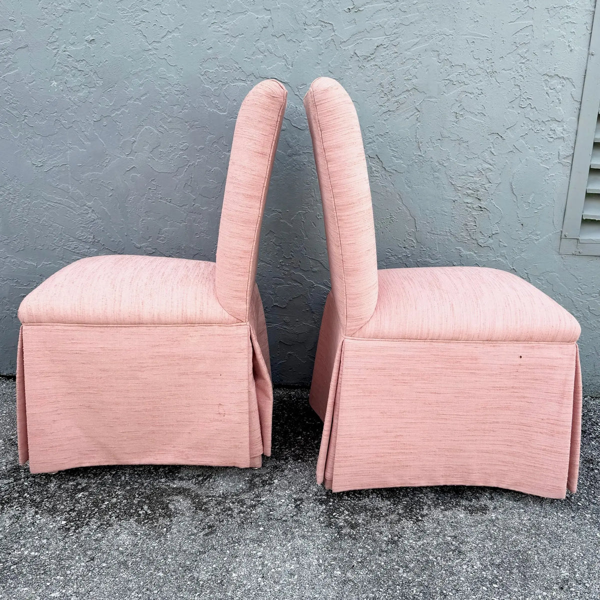 Set of 6 Postmodern Pink Parsons Dining Chairs Dolphin & Flamingo
