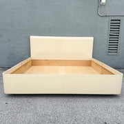 Postmodern Cream Lacquer Laminate King Size Bed Frame Dolphin & Flamingo