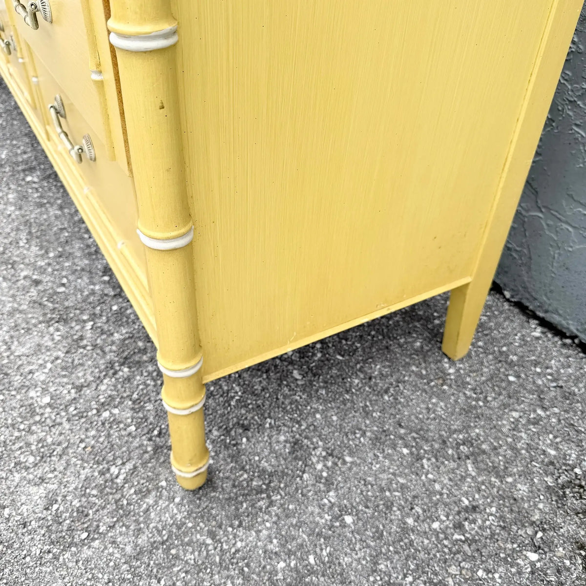 Vintage Coastal Faux Bamboo Dresser With Mirror by Thomasville Dolphin & Flamingo