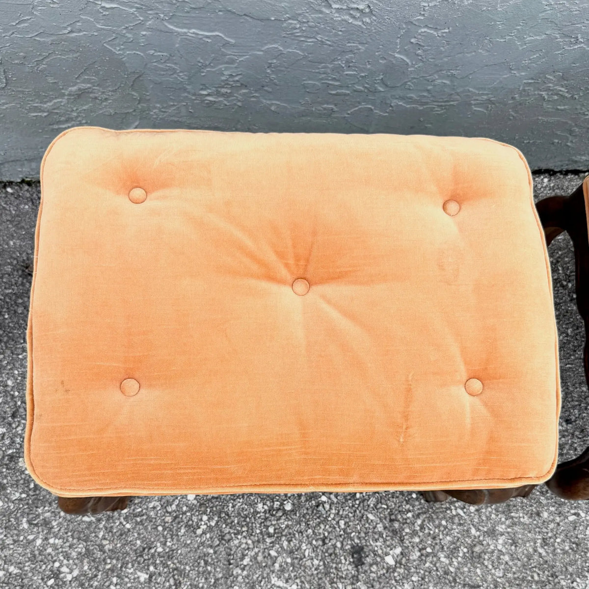 Pair of Drexel Heritage Louis XV Tufted Footstools Dolphin & Flamingo