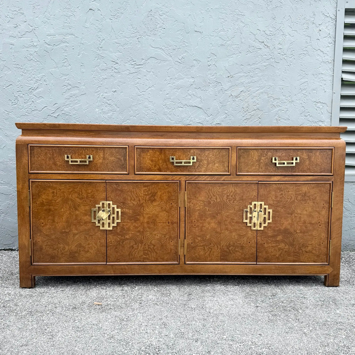 Century Furniture Chinoiserie Burlwood Credenza Dolphin & Flamingo