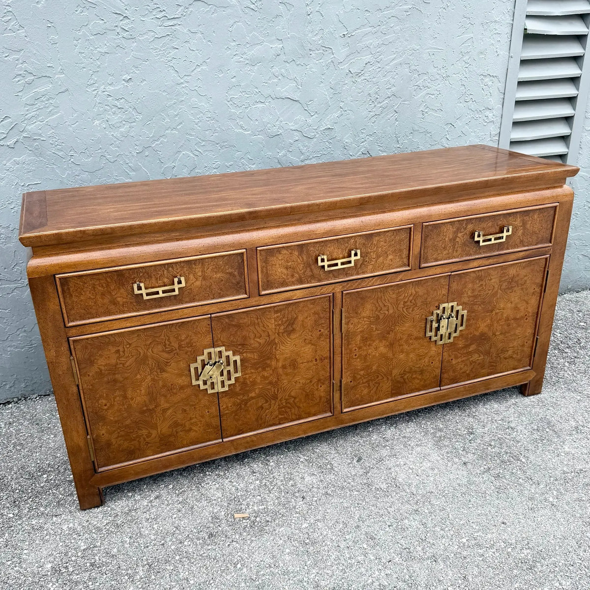 Century Furniture Chinoiserie Burlwood Credenza Dolphin & Flamingo