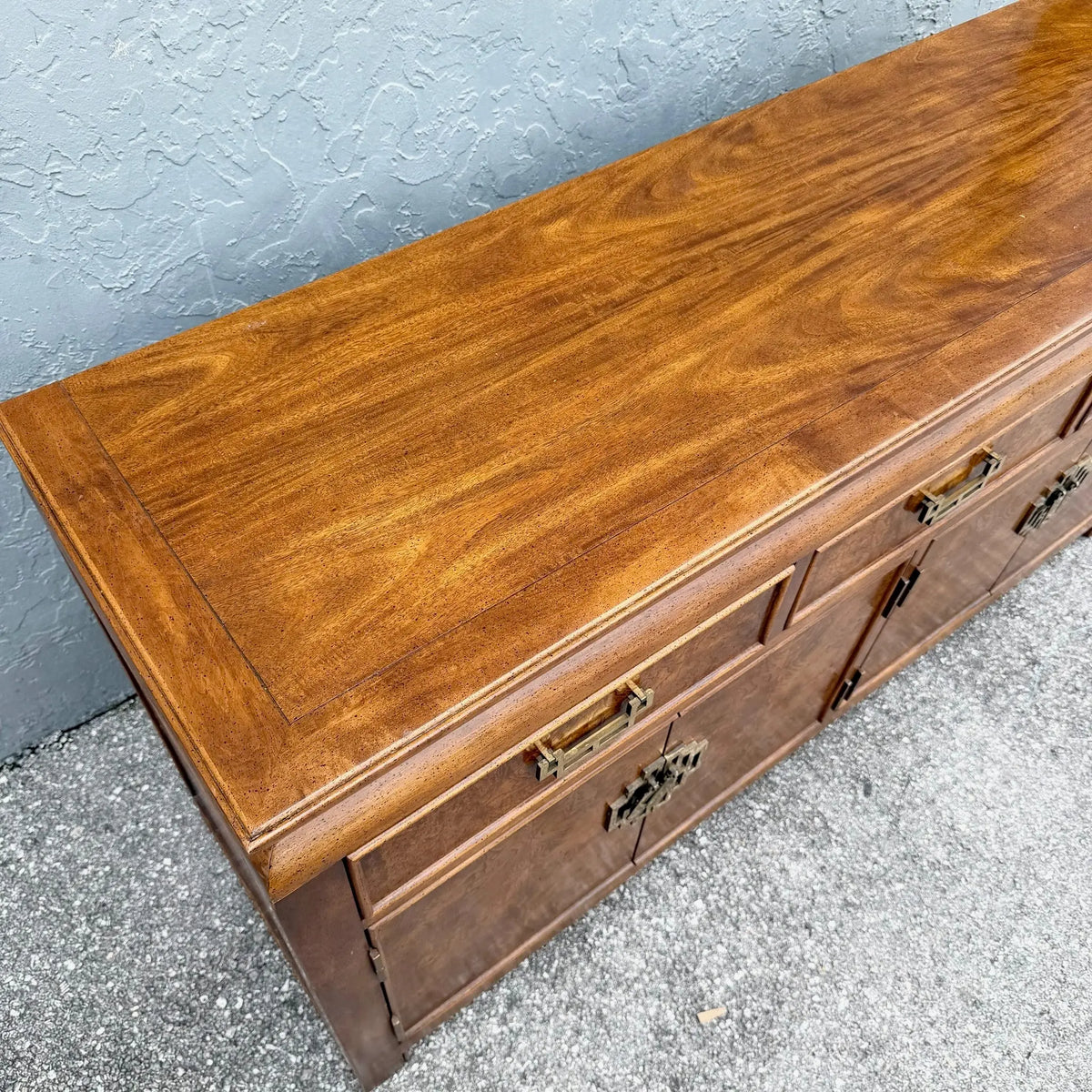 Century Furniture Chinoiserie Burlwood Credenza Dolphin & Flamingo