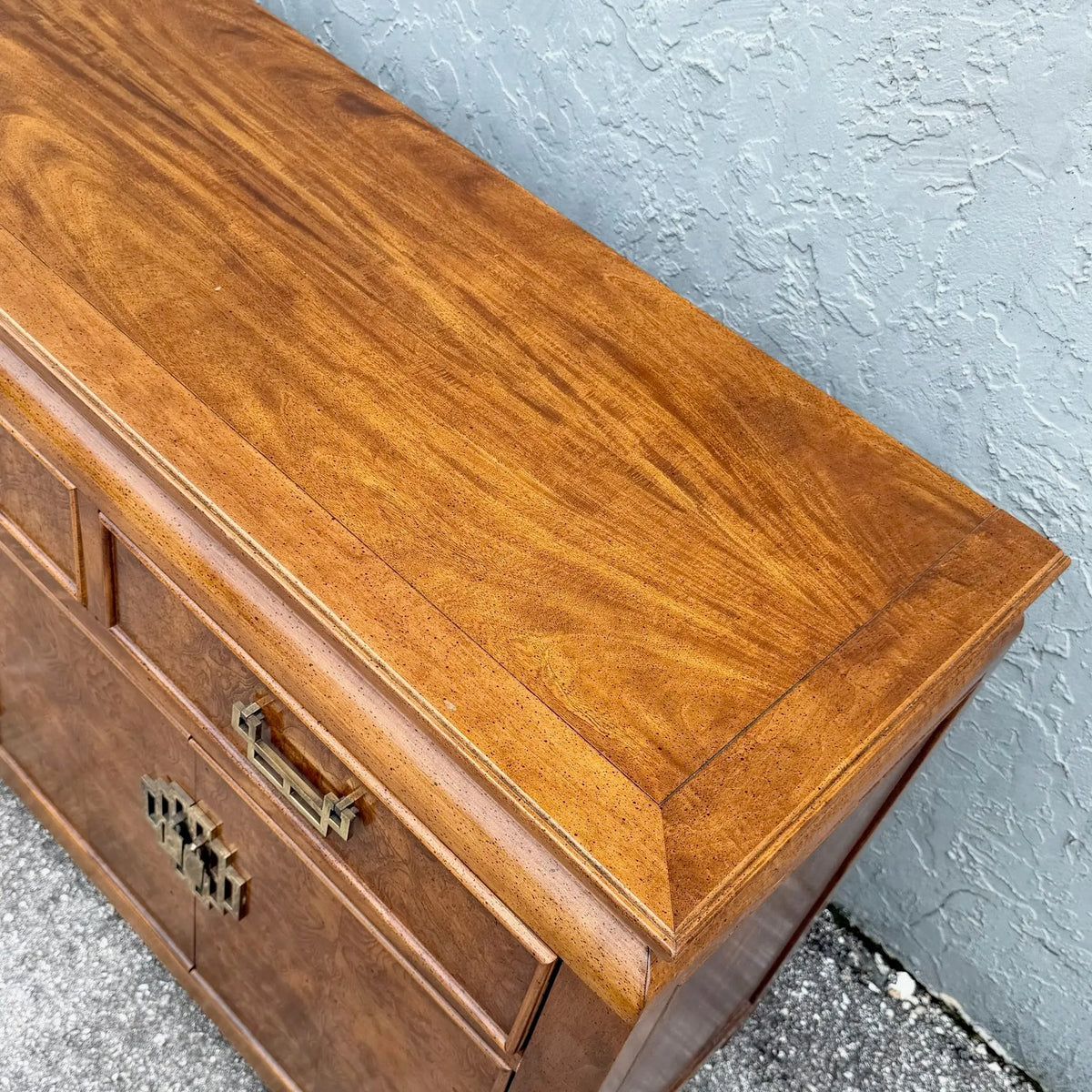 Century Furniture Chinoiserie Burlwood Credenza Dolphin & Flamingo