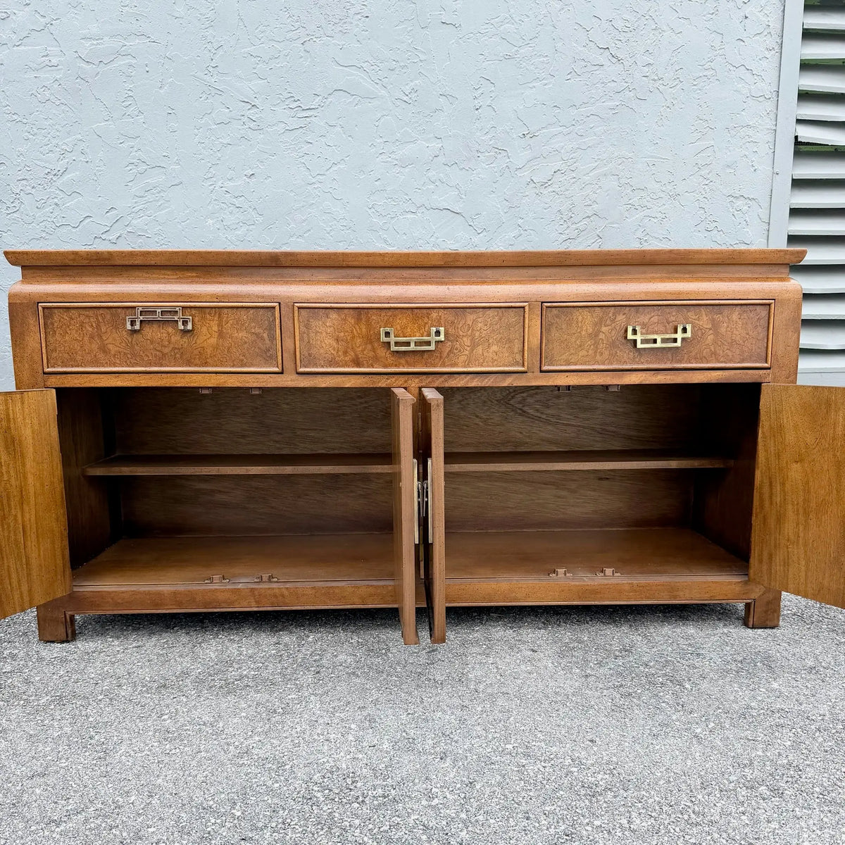 Century Furniture Chinoiserie Burlwood Credenza Dolphin & Flamingo