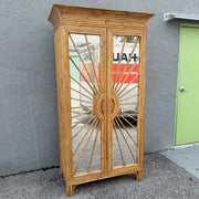 Vintage Boho Chic Penciled Mirrored Starburst Armoire Dolphin & Flamingo
