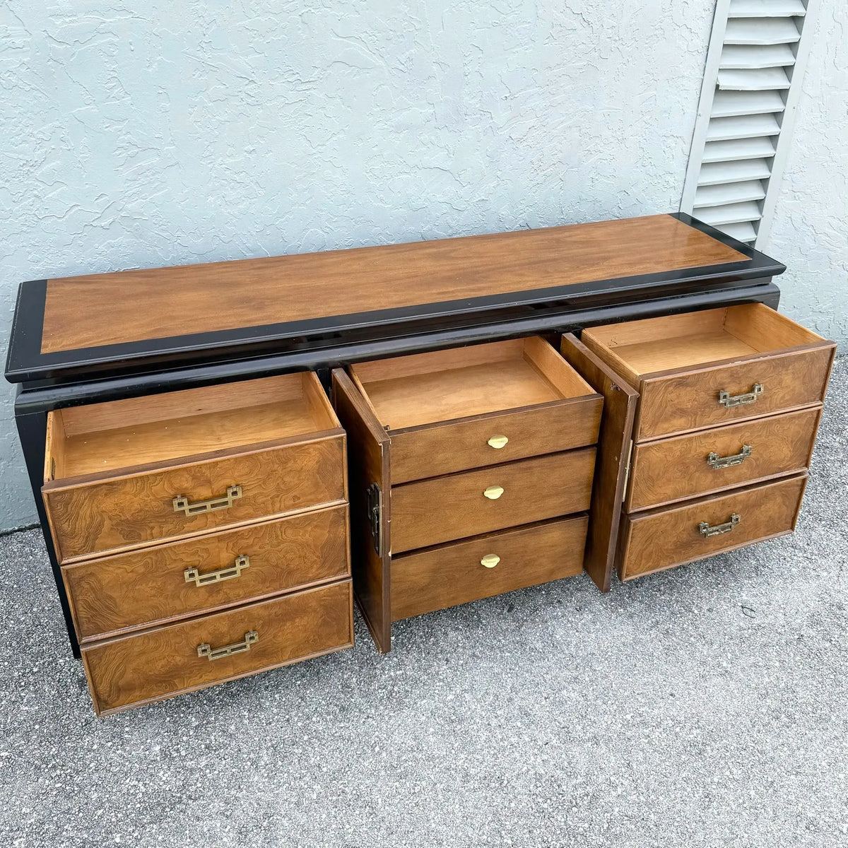 Century Furniture Chinoiserie Burlwood Dresser Dolphin & Flamingo