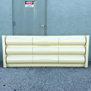Postmodern Cream Lacquer Laminate Bullnose Dresser Dolphin & Flamingo
