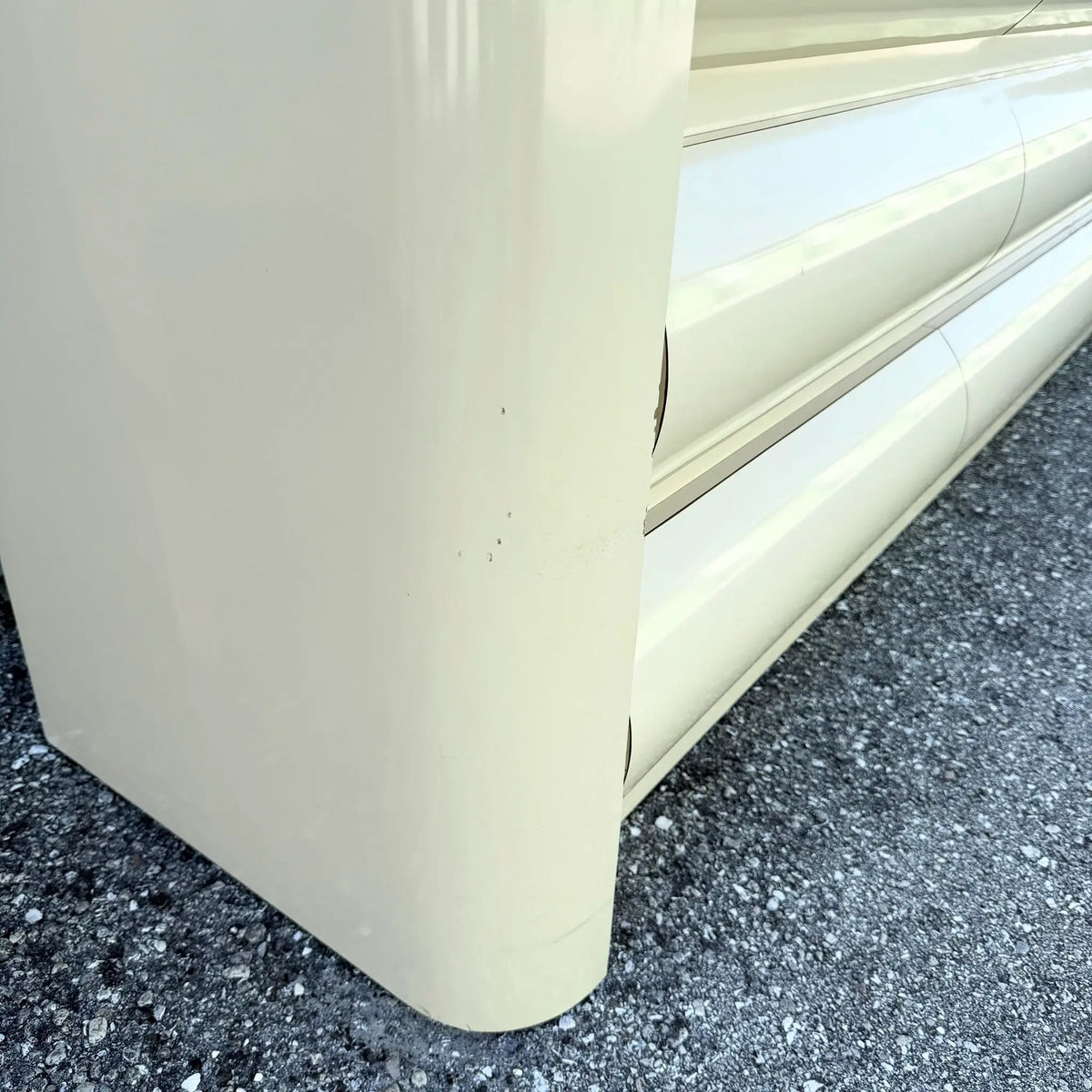 Postmodern Cream Lacquer Laminate Bullnose Dresser Dolphin & Flamingo