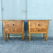 Vintage Rustic Olive Burlwood Nightstands/Mini Chests - A Pair Dolphin & Flamingo