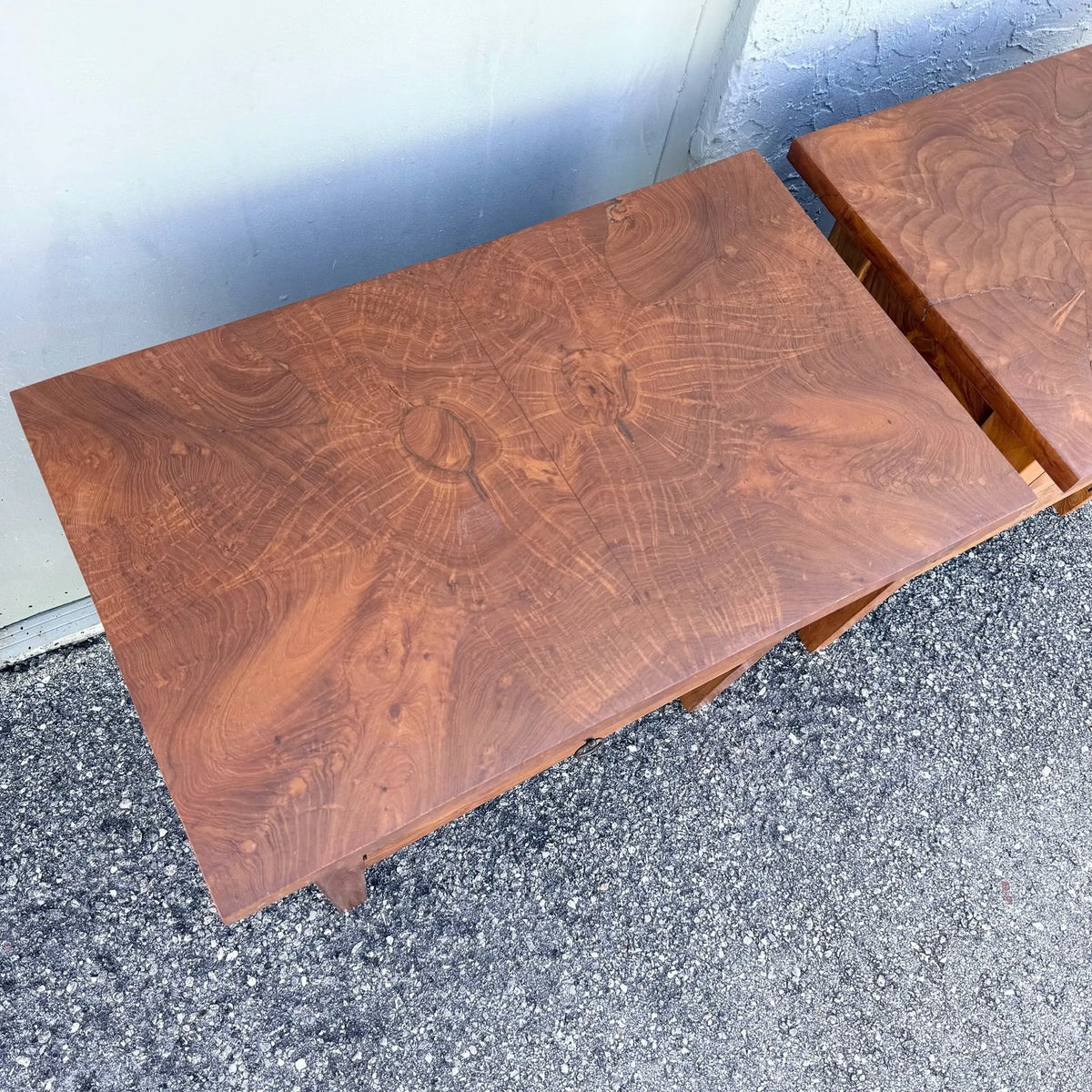 Vintage Rustic Olive Burlwood Nightstands/Mini Chests - A Pair Dolphin & Flamingo