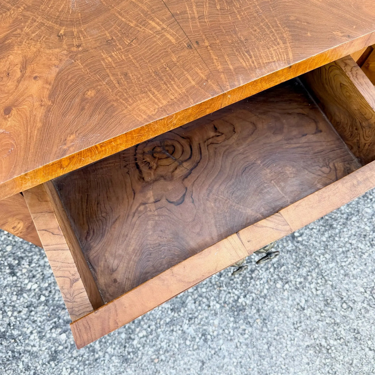 Vintage Rustic Olive Burlwood Nightstands/Mini Chests - A Pair Dolphin & Flamingo