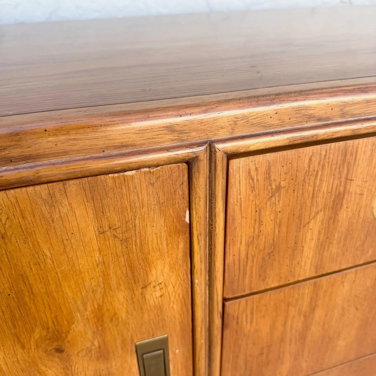 Vintage Campaign Credenza by Drexel Dolphin & Flamingo