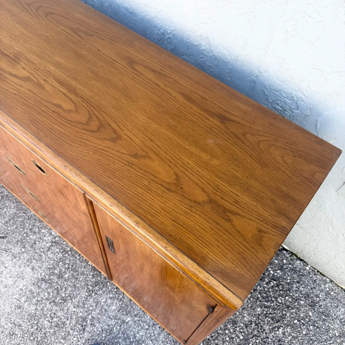 Vintage Campaign Credenza by Drexel Dolphin & Flamingo