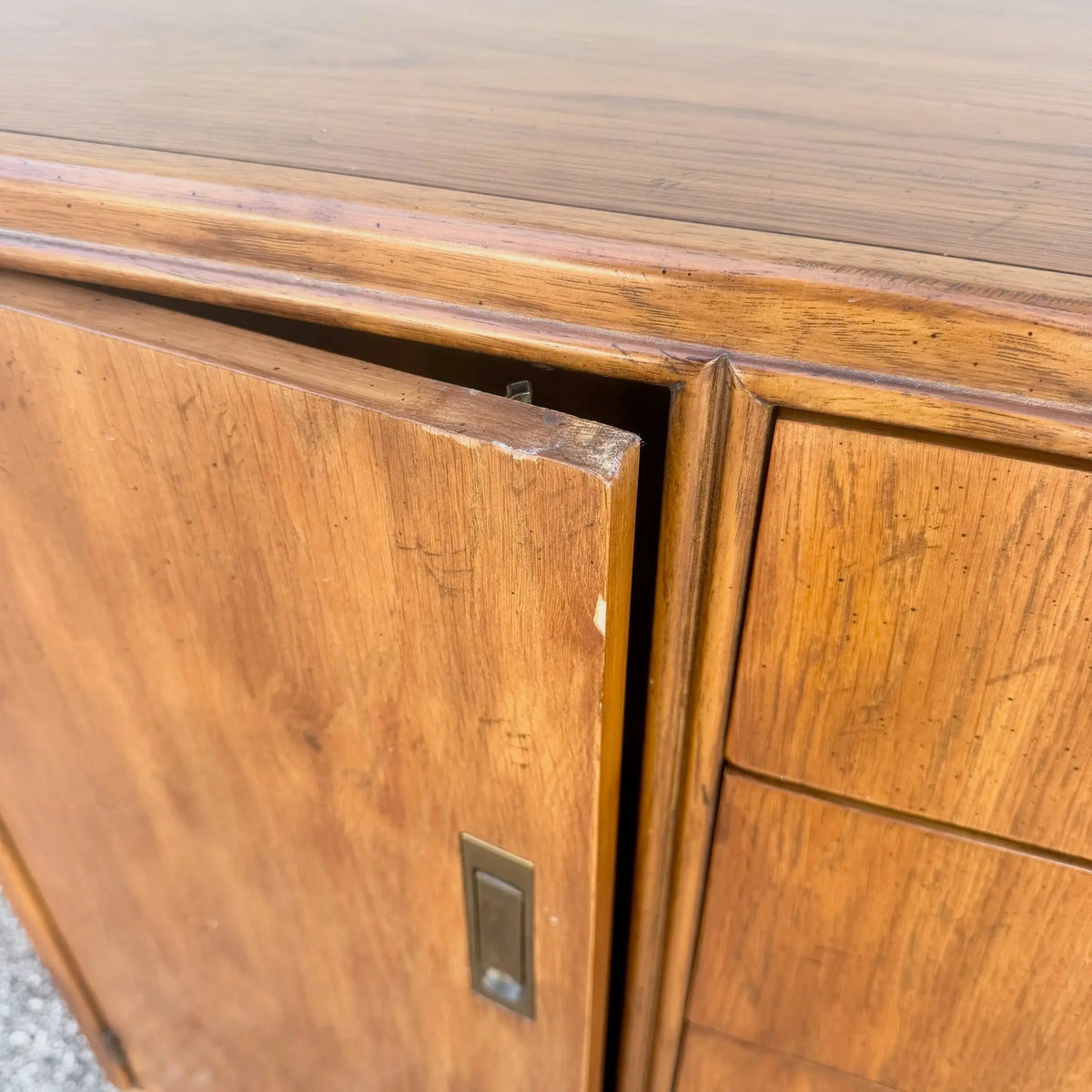 Vintage Campaign Credenza by Drexel Dolphin & Flamingo