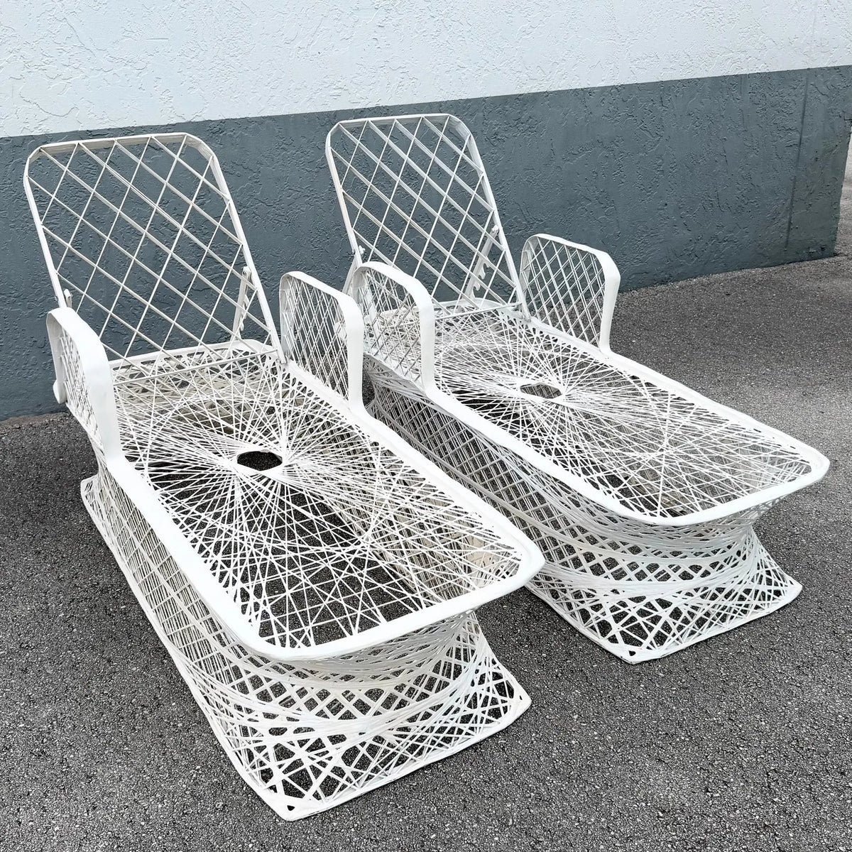 Mid Century Modern Spun Fiberglass Chaise Lounges - A Pair Dolphin & Flamingo