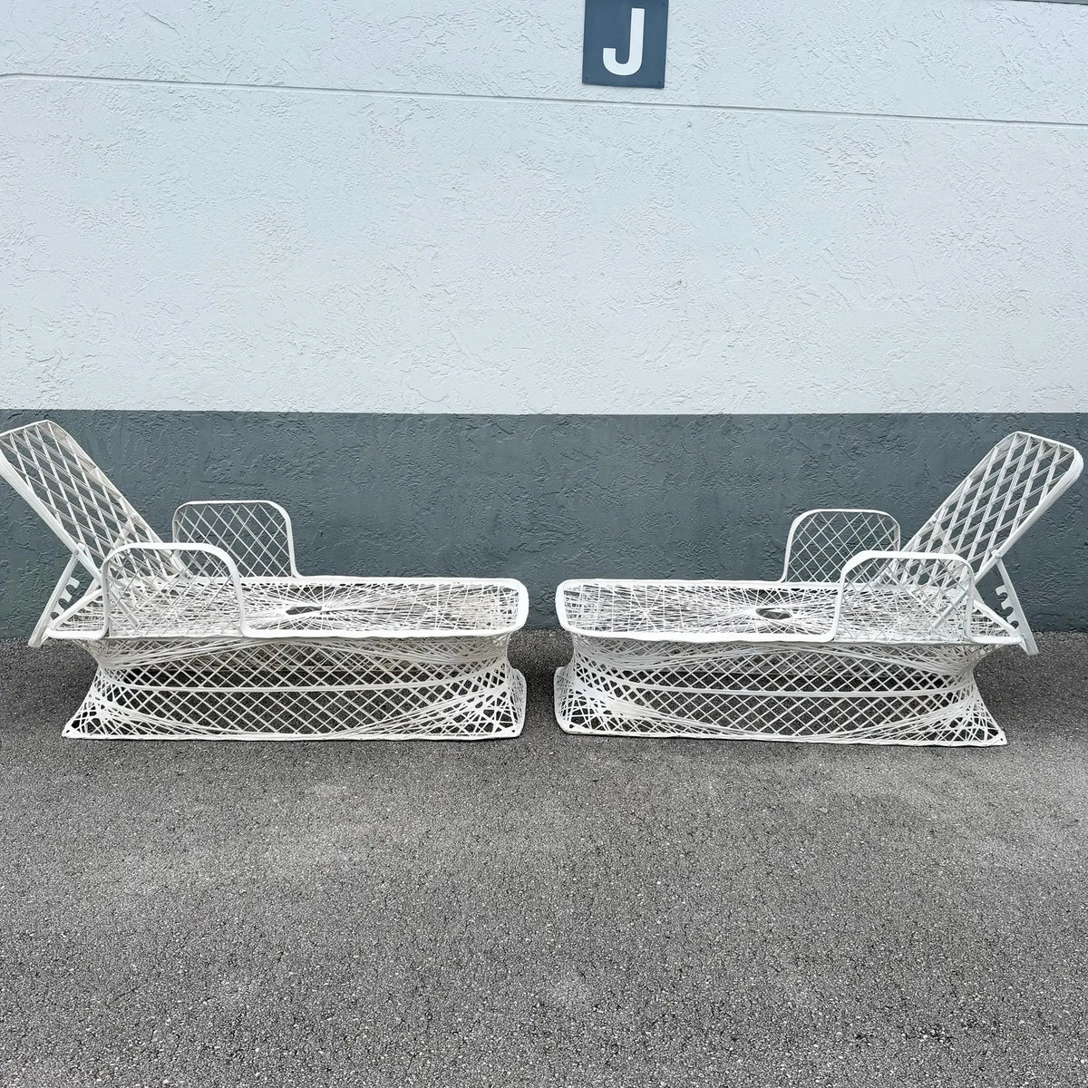 Mid Century Modern Spun Fiberglass Chaise Lounges - A Pair Dolphin & Flamingo