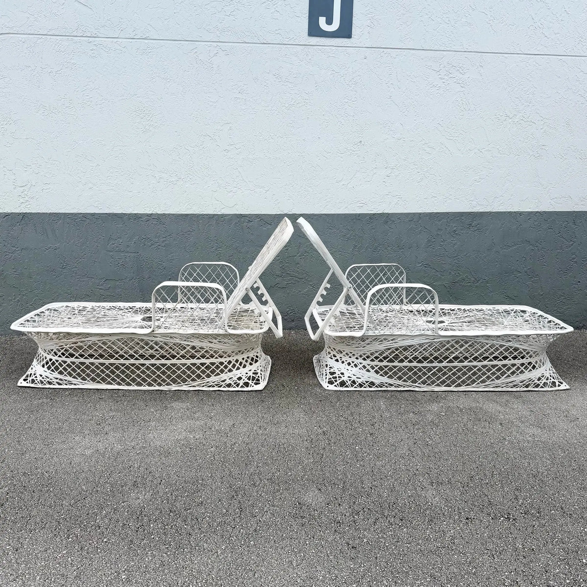 Mid Century Modern Spun Fiberglass Chaise Lounges - A Pair Dolphin & Flamingo