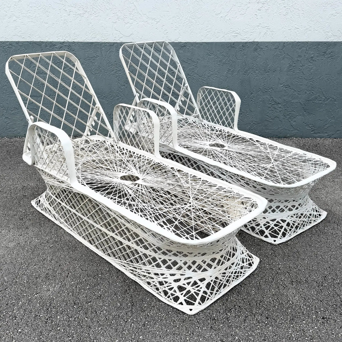 Mid Century Modern Spun Fiberglass Chaise Lounges - A Pair Dolphin & Flamingo