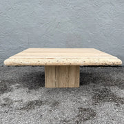 Italian Travertine Bullnose Edge Coffee Table Dolphin & Flamingo