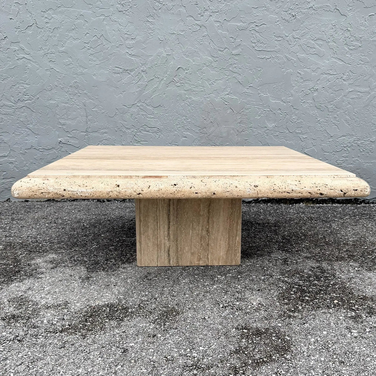 Italian Travertine Bullnose Edge Coffee Table Dolphin & Flamingo