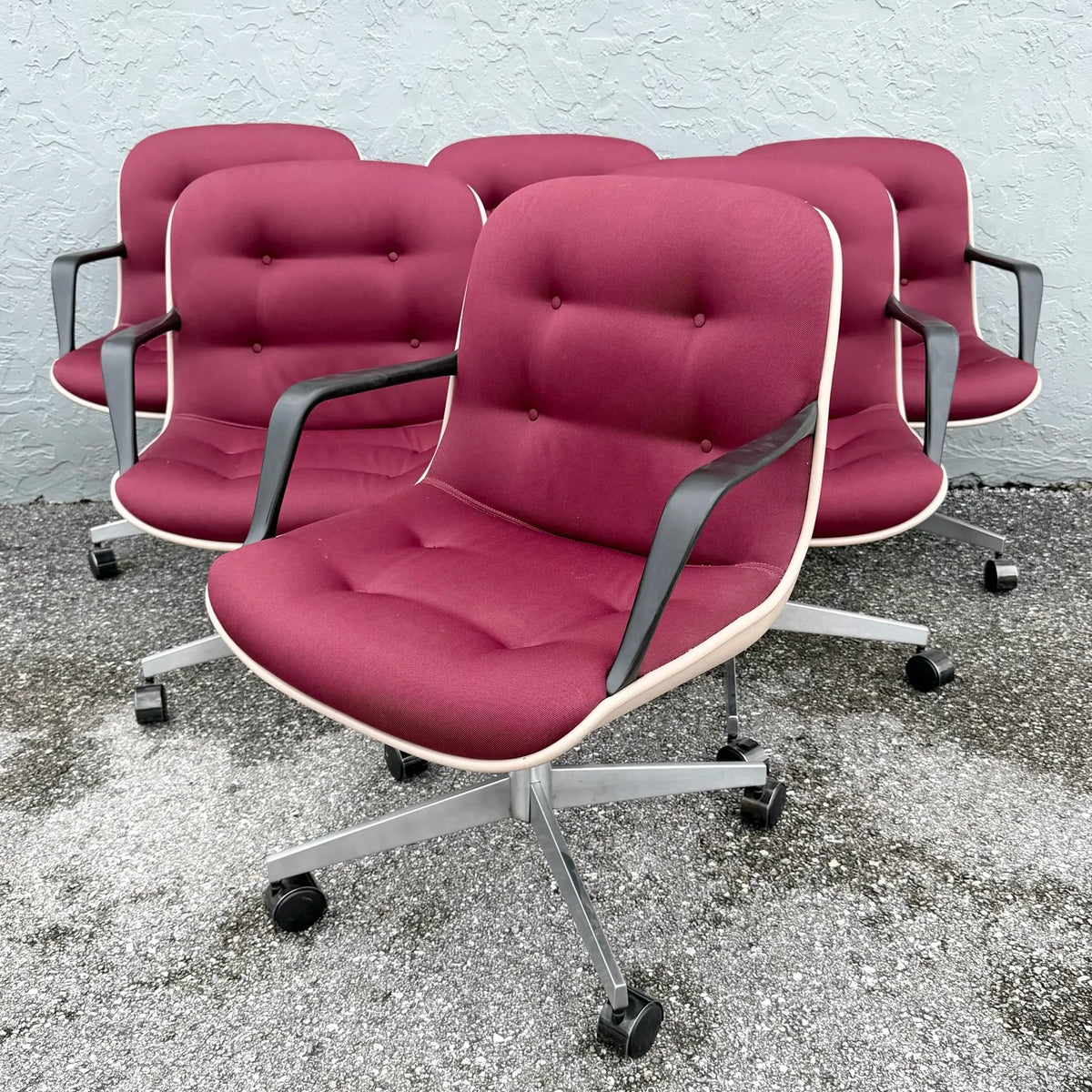 1988 Vintage Tufted Office Chairs by Steelcase - Set of 6 Dolphin & Flamingo