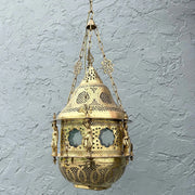 Vintage Moroccan Middle Eastern Style Brass Pendant Lamp Dolphin & Flamingo