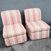 Vintage Coastal Regency Flared Skirted Lounge Chairs - A Pair Dolphin & Flamingo