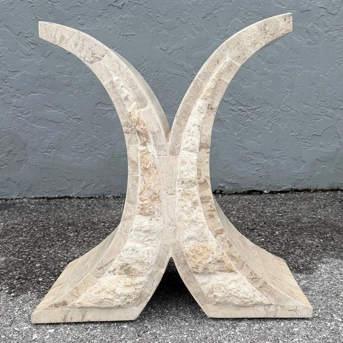Postmodern Tessellated Stone Side Table Base Dolphin & Flamingo
