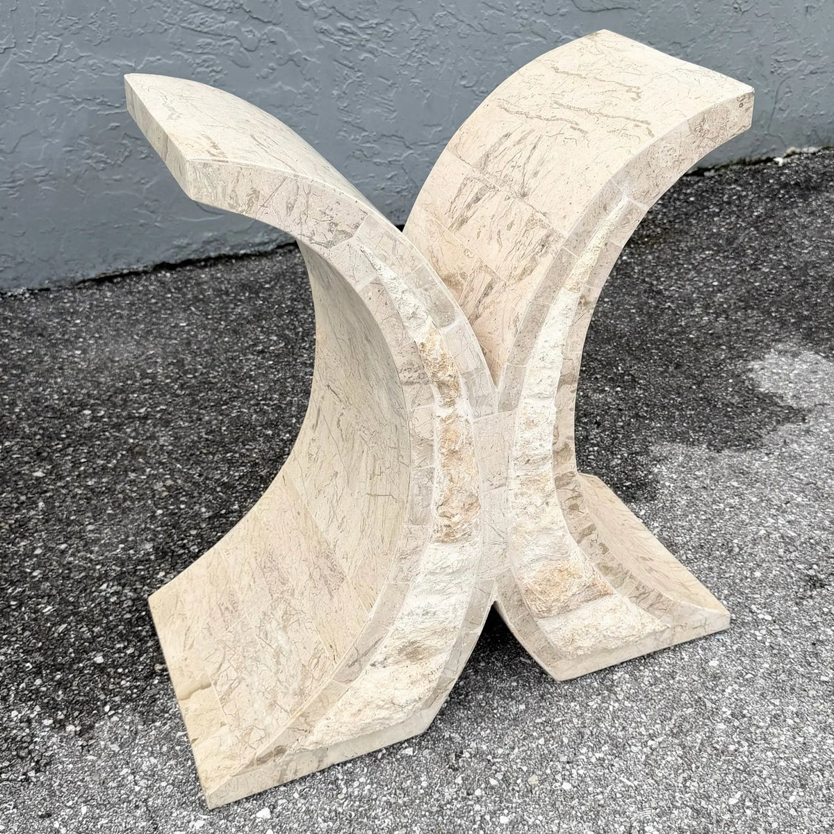 Postmodern Tessellated Stone Side Table Base Dolphin & Flamingo
