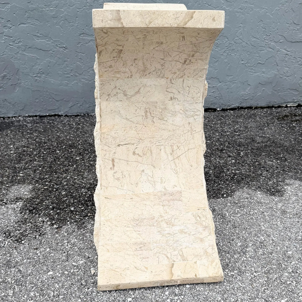 Postmodern Tessellated Stone Side Table Base Dolphin & Flamingo