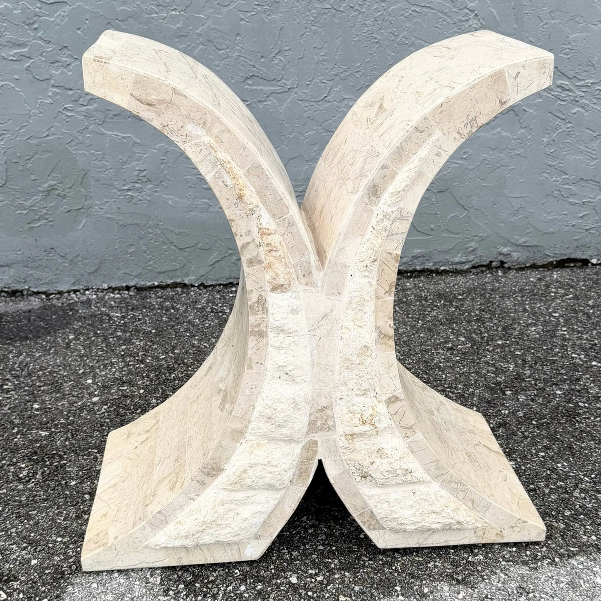 Postmodern Tessellated Stone Side Table Base Dolphin & Flamingo