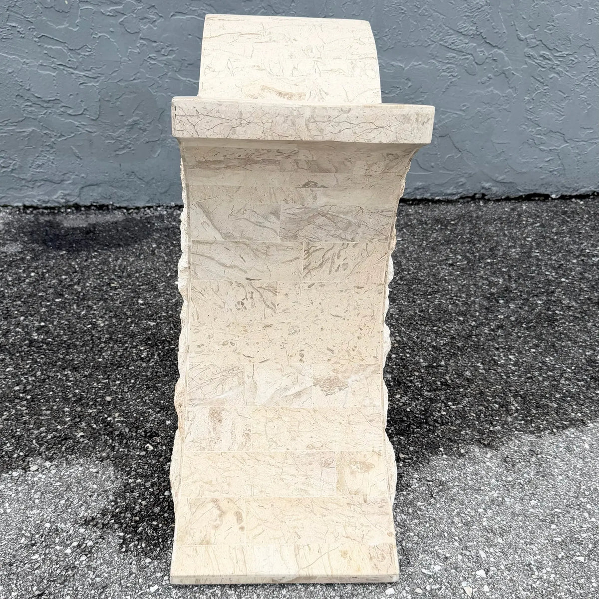Postmodern Tessellated Stone Side Table Base Dolphin & Flamingo