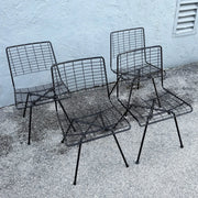 Mid-Century Modern Black Wire Side Chairs Designed by John Keal for Pacific Iron - Set of 4 Dolphin & Flamingo
