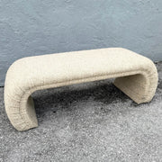 Postmodern Haitian Cotton Upholstered Flared Waterfall Bench Dolphin & Flamingo