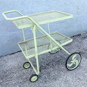 Vintage Mid Century Rolling Foldable Two Tier Bar Cart Dolphin & Flamingo