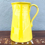 Vintage Italian Hand Made Yellow Pottery Pitcher Dolphin & Flamingo