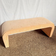 Post Modern Peach Velvet Fabric Waterfall Bench Dolphin & Flamingo