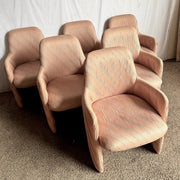 Postmodern Pleated Pink Fabric Arm Chairs by Preview Furniture - Set of 6 Dolphin & Flamingo